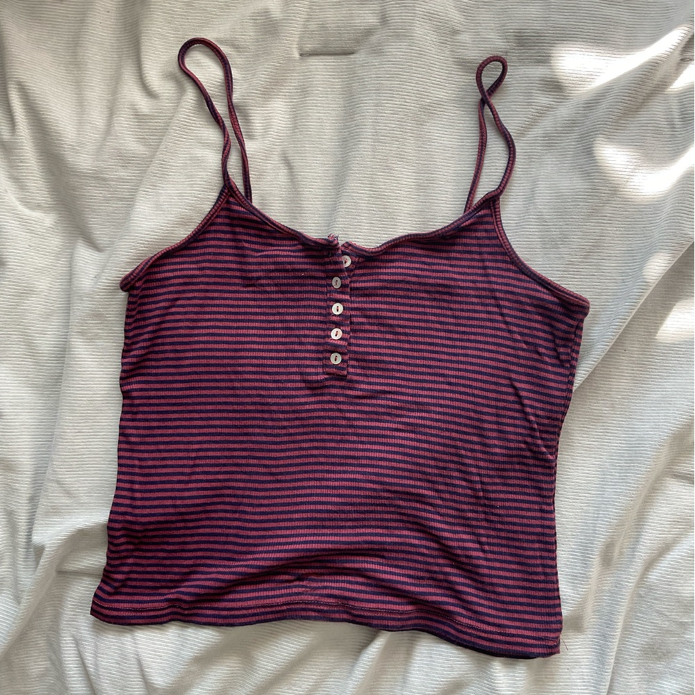 Striped Button Up Spaghetti Strap Top | Charlotte Russe
